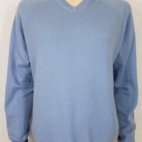 Covington light blue 100% Cashmere v-neck pullover sweater ladies Small - Picture 1 of 10
